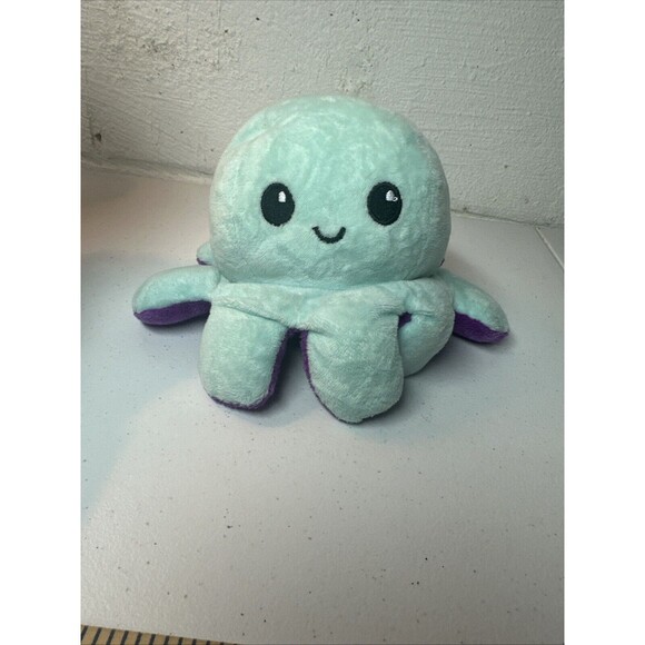 Octopus Reversible Plush (Purple Mad/ AQUA HAPPY SMILE) - Tee Turtle P13 - Picture 1 of 4